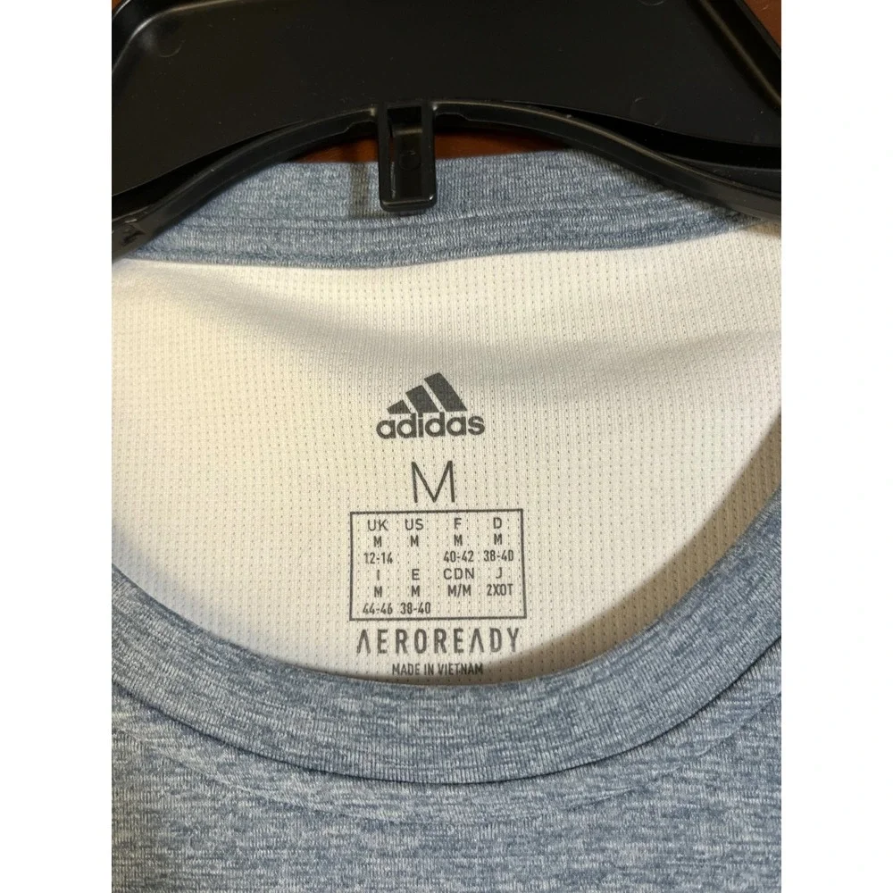 Adidas Aeroready Mens Training T-Shirt Heathered Blue Raglan Gym Top Size M